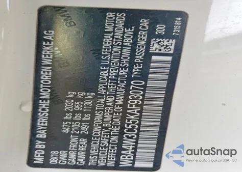 2019 BMW 430I z USA, uszkodzony, nr VIN WBA4W3C55KAF93070